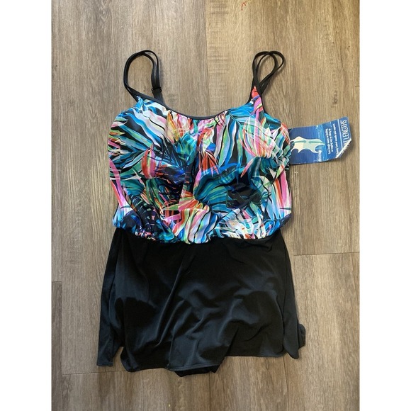 GREAT LENGTHS Swim Dress 16 Tropical Floral One Piece NWT Beach Cruise Vacation - Picture 1 of 9